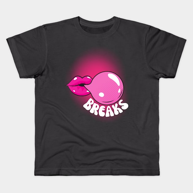 Bubblegum Breaks Kids T-Shirt by DvsPrime8